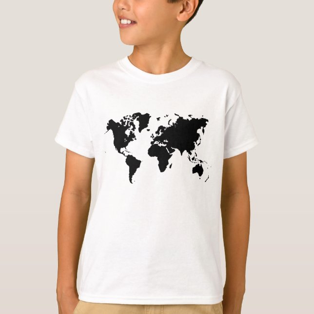 Weltkarte - Schwarz T-Shirt (Vorderseite)