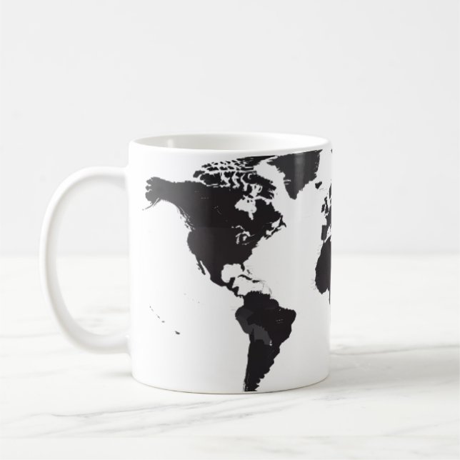 Weltkarte Schwarz/Weiß Kaffeetasse (Links)