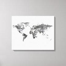 Weltkarte schwarz-weiß Stretched Canvas Print