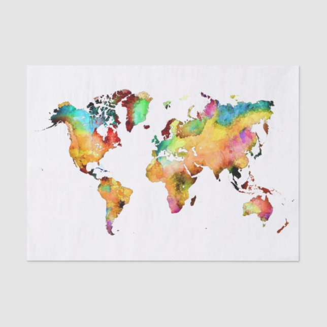 Weltkarte Seidenpapier (Vorderseite)