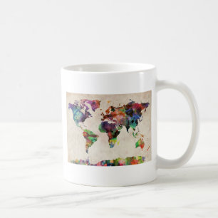 Weltkarte-städtisches Aquarell Kaffeetasse