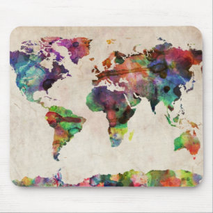 Weltkarte-städtisches Aquarell Mousepad