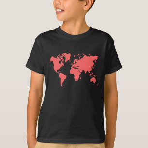 Weltkarte - Tropisches Rosa T-Shirt