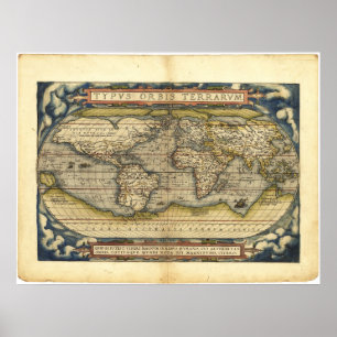 Weltkarte Typus Orbis Terrarum durch Abraham Poster