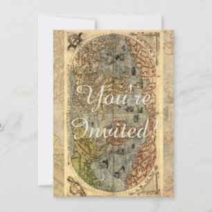 Weltkarte Vintag Historischer Atlas Einladung