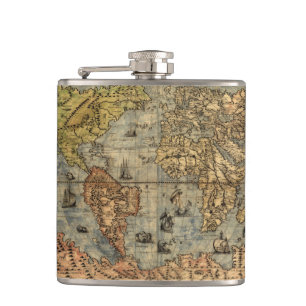 Weltkarte Vintag Historischer Atlas Flachmann