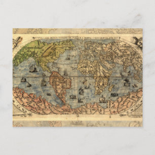 Weltkarte Vintag Historischer Atlas Postkarte