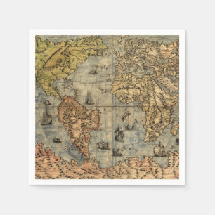 Weltkarte Vintag Historischer Atlas Serviette