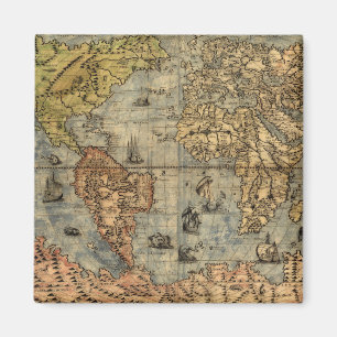 Weltkarte Vintage Historischer Atlas Magnet