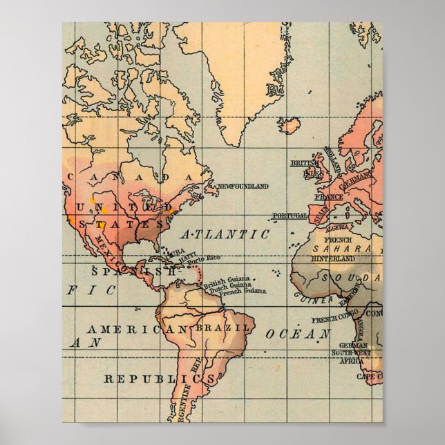Weltkarte Vintage Poster (Vorne)