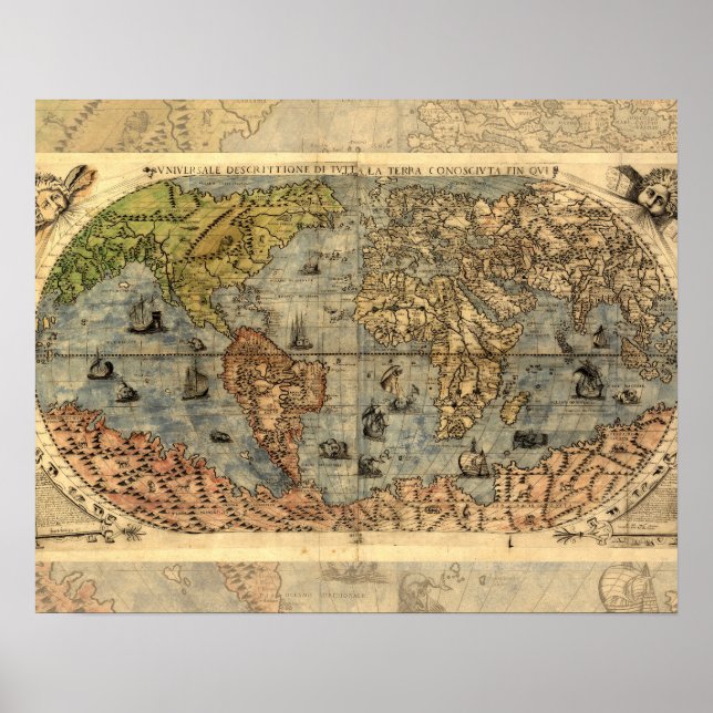 Weltkarte Vintager historischer Atlas Poster (Vorne)
