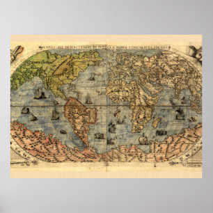 Weltkarte Vintager historischer Atlas Poster
