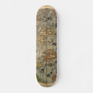 Weltkarte Vintager historischer Atlas Skateboard