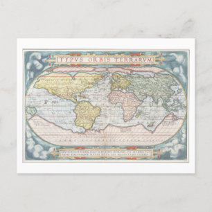 Weltkarte von 1570 Postkarte