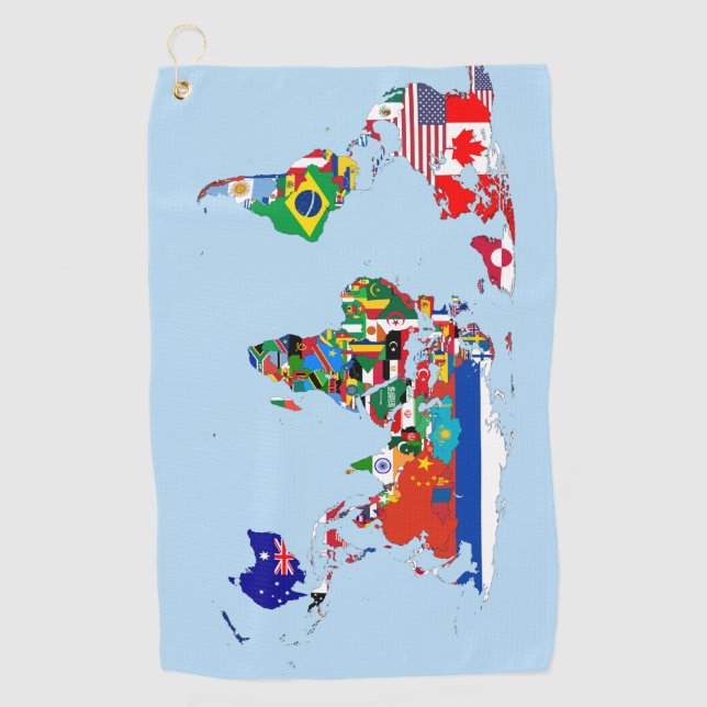 Weltkarte von Flags Golf Handtuch (Vorderseite)