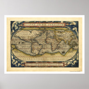 Weltkarte von Ortelius 1570 Poster