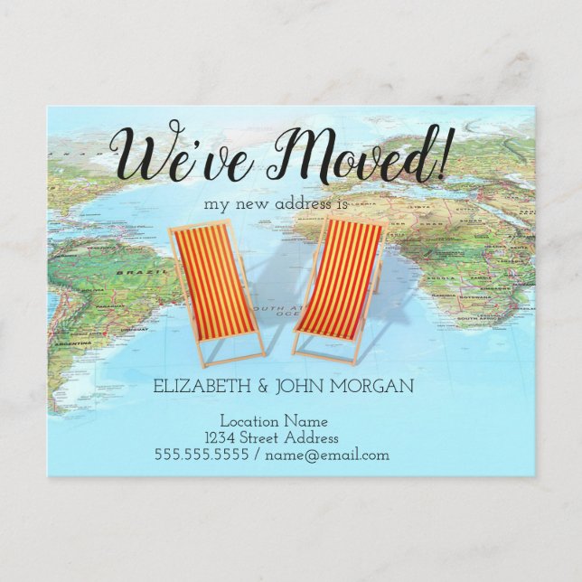 Weltkarte, Vorsitz, neue Anschrift Ankündigung (Vorderseite)