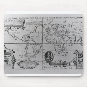 Weltkarte, welche die Expeditionen einzeln Mousepad