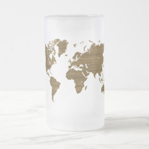 Weltkarte Wenge Mattglas Bierglas