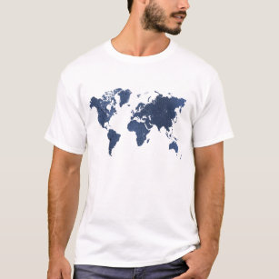Weltkarte zum Zeichnen von blauer Spray T-Shirt