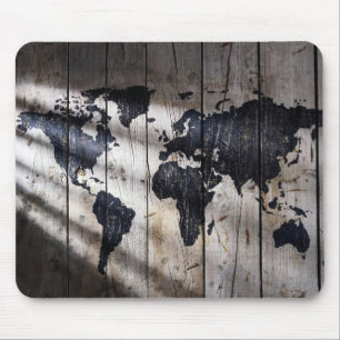 Weltkarte zur Holzstruktur Mousepad