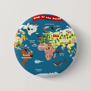 Weltkarten für Kinder Button