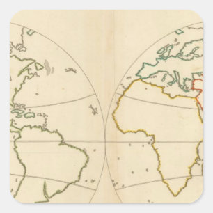 Weltkarten-Kontur Quadratischer Aufkleber