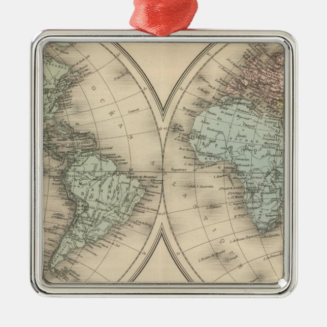 Weltkarten Ornament Aus Metall (Vorne)