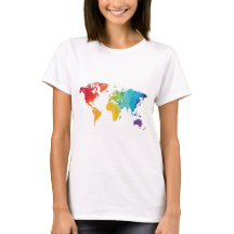 Weltkarten-Reise-Shirt im Watercolor