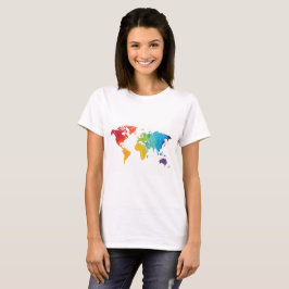 Weltkarten-Reise-Shirt im Watercolor T-Shirt