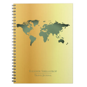 Weltkarten-Reise-Zeitschrift auf Notizblock