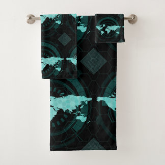 Weltkarten-Silhouette Badhandtuch Set