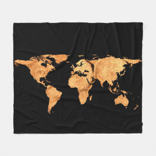 Weltkarten-Silhouette - Ballen Heu Fleecedecke