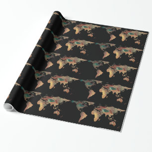 Weltkarten-Silhouette - Van Gogh gemalte Augen Geschenkpapier