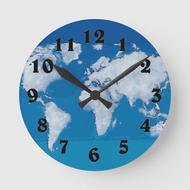 Weltkartenuhr Runde Wanduhr (Vorderseite)