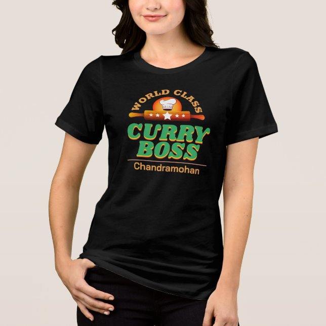 Weltklasse CURRY BOSS karibisches Kochen Tri-Blend Shirt (Vorderseite)