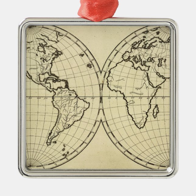 WeltKonturdoppelthemisphäre Silbernes Ornament (Vorne)
