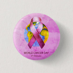 Weltkrebs-Tag - rosa Band WC Button