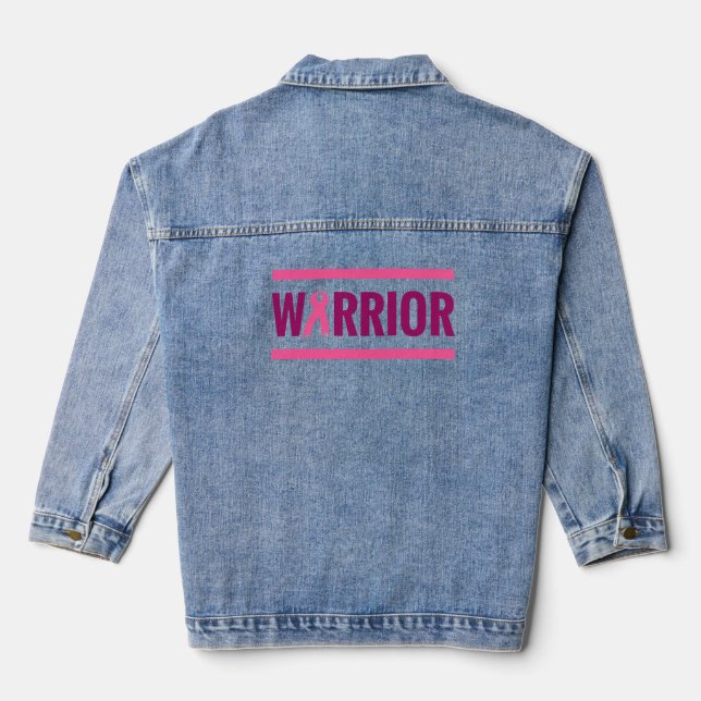 Weltkrebstag Krieg rosa Denim Jacket Jeansjacke (Rückseite)