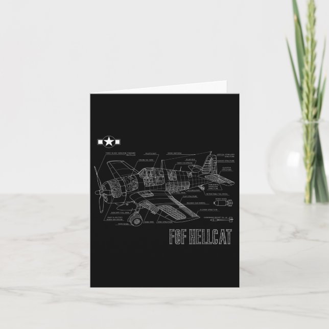 Weltkrieg 2 F6f Hellcat Kampfflugzeug-Blueprint Karte (Vorderseite)