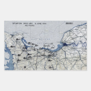 Weltkrieg-Invasionstag-Karte am 6. Juni 1944 Rechteckiger Aufkleber