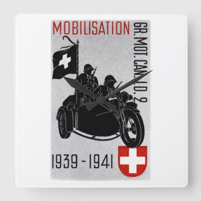 Weltkrieg Quadratische Wanduhr (Vorderseite)
