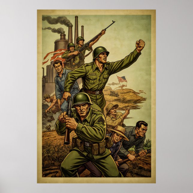 Weltkriegszeit Inspiriert Soldaten-März-Poster Poster (Vorne)