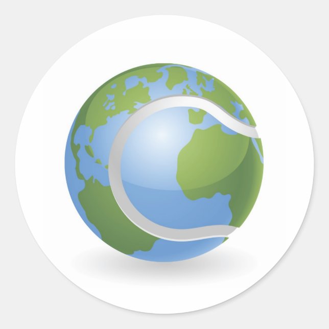 Weltkugel-Tennisball Runder Aufkleber (Vorderseite)