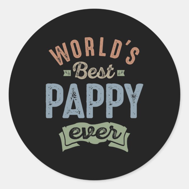 Weltlds Best Pappy Runder Aufkleber (Vorderseite)