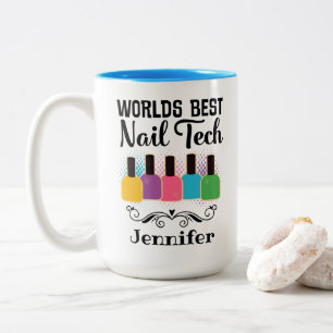 Weltleittechnik bester Nageltechniker Zweifarbige Tasse