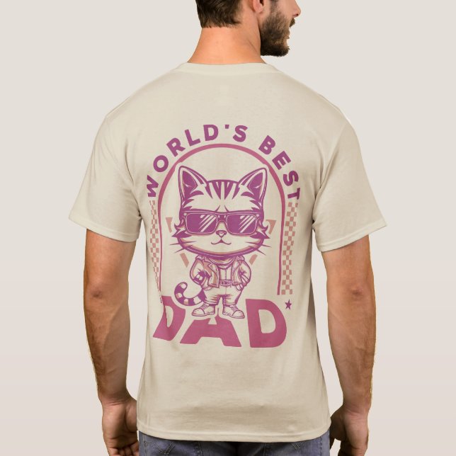 Weltleitungen zum Besten Vater Cat Fathers Day Ret T-Shirt (Rückseite)