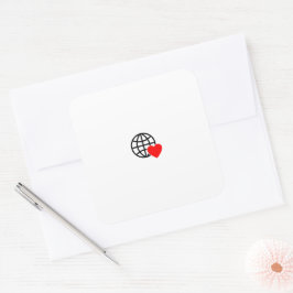 Weltliebesglobus-Symbol | Herz Erde Sommer Design Quadratischer Aufkleber