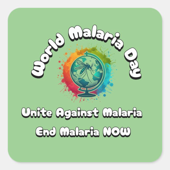 Weltmalariatag - Vereinigung gegen Malaria Quadratischer Aufkleber (Vorderseite)