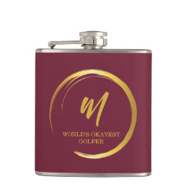 Weltmarken, die das Golfer-Gold-Monogramm Flachmann